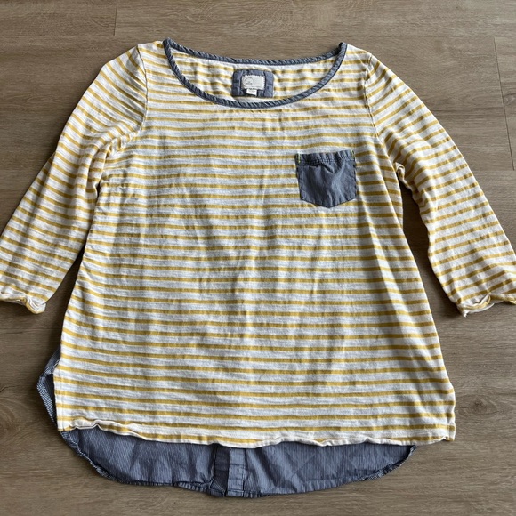 Anthropologie Postmark Postage Stamp Women’s Size Medium Striped cotton Blouse - Picture 1 of 8